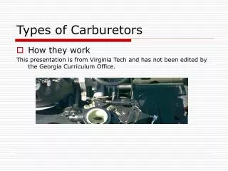 Types of Carburetors