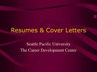 Resumes &amp; Cover Letters