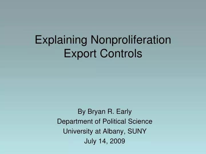 explaining nonproliferation export controls