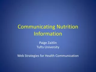 Communicating Nutrition Information