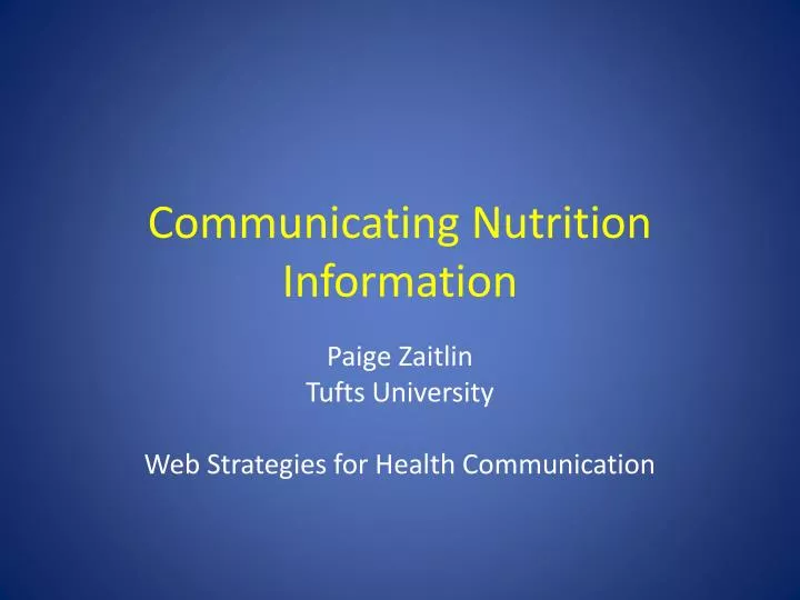 communicating nutrition information