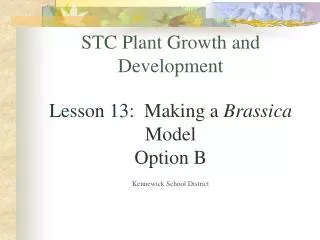 STC Plant Growth and Development Lesson 13: Making a Brassica Model Option B Kennewick School District