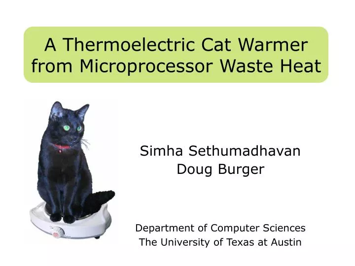 a thermoelectric cat warmer from microprocessor waste heat
