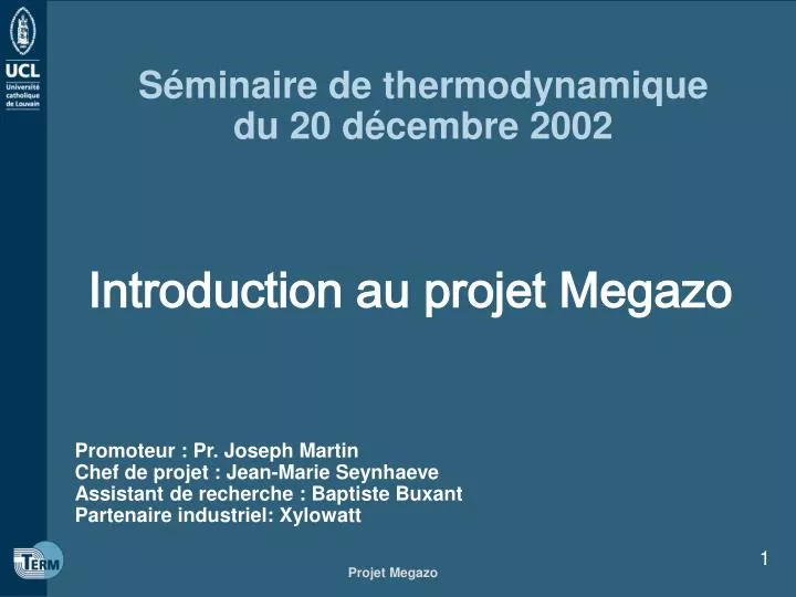s minaire de thermodynamique du 20 d cembre 2002