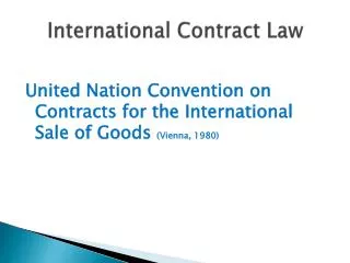 International Contract Law