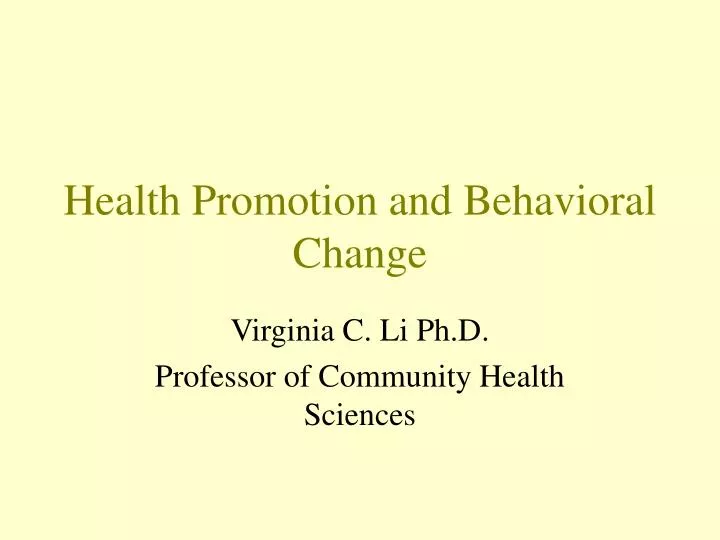 health promotion and behavioral change