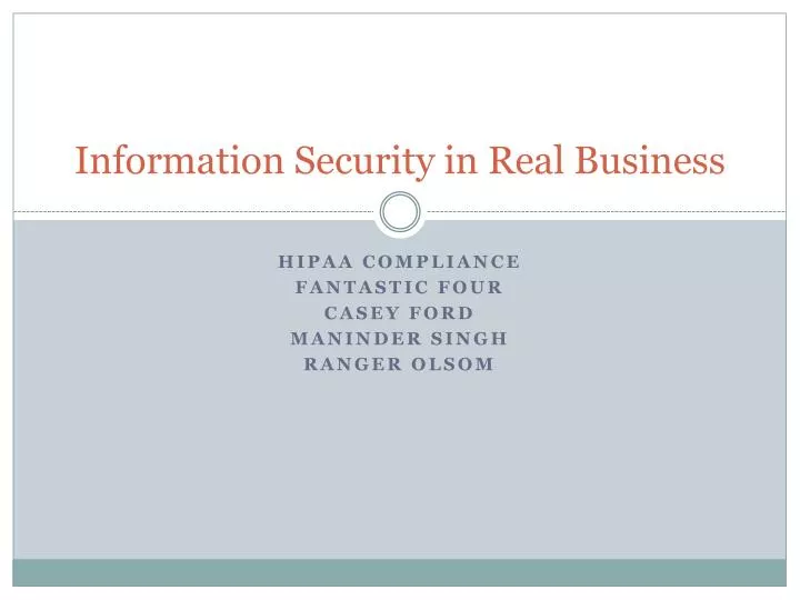 information security in real business
