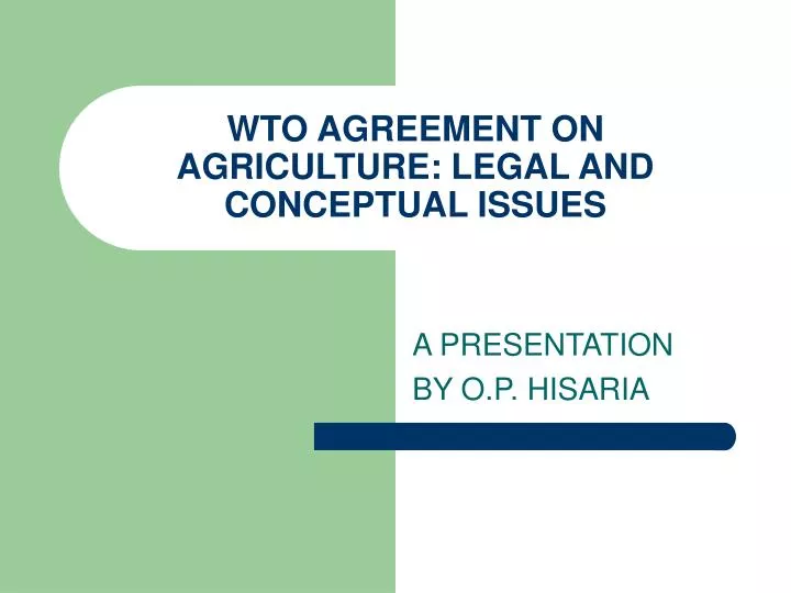 wto agreement on agriculture legal and conceptual issues