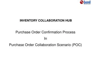 Purchase Order Confirmation Process In Purchase Order Collaboration Scenario (POC)