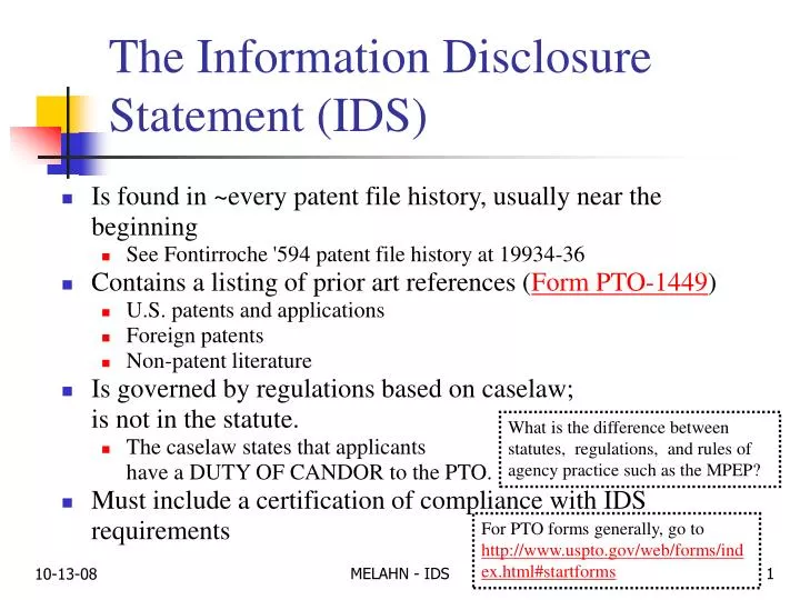 the information disclosure statement ids