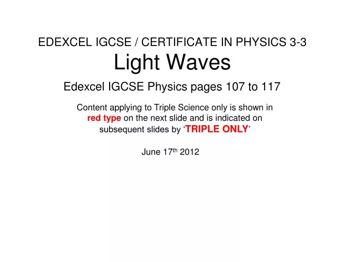 edexcel igcse certificate in physics 3 3 light waves