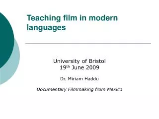 Teaching film in modern languages