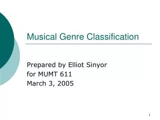 Musical Genre Classification