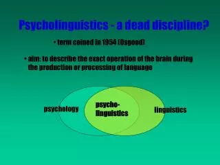 Psycholinguistics - a dead discipline?