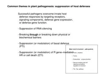 Common themes in plant pathogenesis: suppression of host defenses