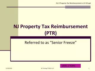 NJ Property Tax Reimbursement (PTR)