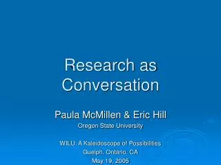 Research as Conversation