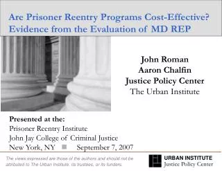 Are Prisoner Reentry Programs Cost-Effective? Evidence from the Evaluation of MD REP