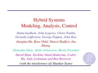 Hybrid Systems Modeling, Analysis, Control