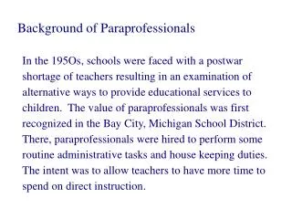 Background of Paraprofessionals