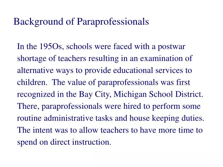 background of paraprofessionals