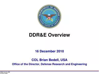 DDR&amp;E Overview