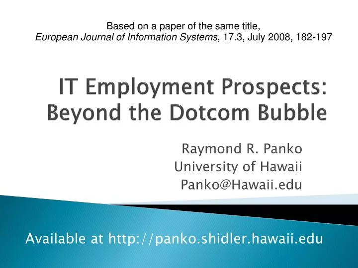 it employment prospects beyond the dotcom bubble