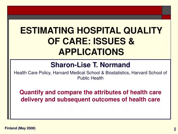 estimating hospital quality of care issues applications