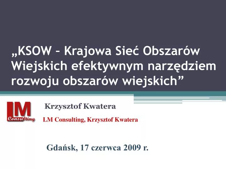 ksow krajowa sie obszar w wiejskich efektywnym narz dziem rozwoju obszar w wiejskich