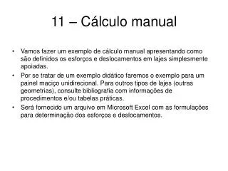 11 – Cálculo manual