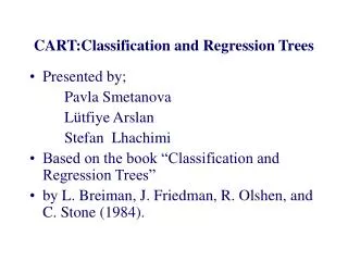 CART:Classification and Regression Trees