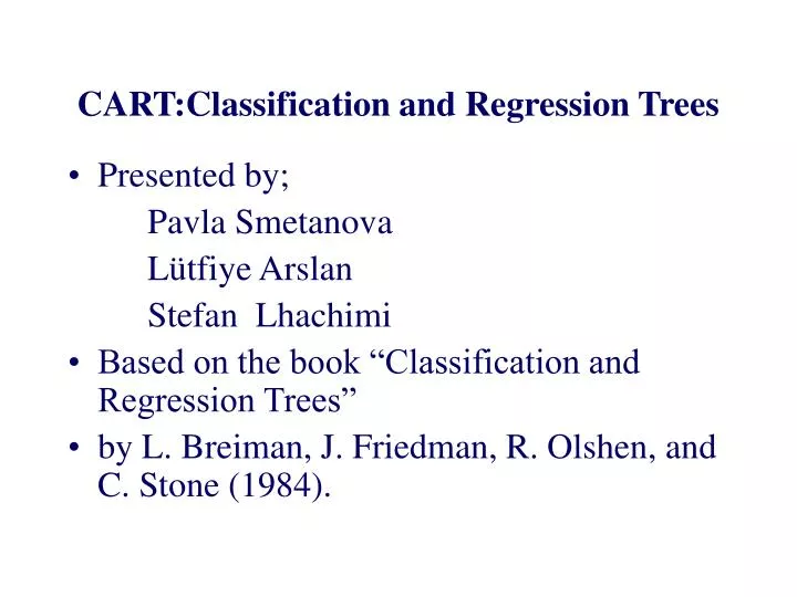 cart classification and regression trees
