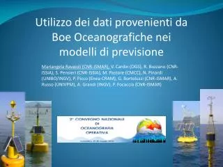 Utilizzo dei dati provenienti da Boe Oceanografiche nei modelli di previsione