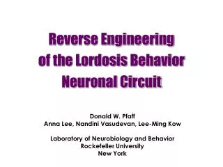 Reverse Engineering of the Lordosis Behavior Neuronal Circuit