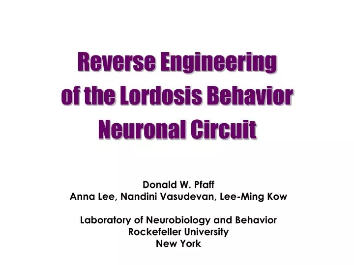 reverse engineering of the lordosis behavior neuronal circuit