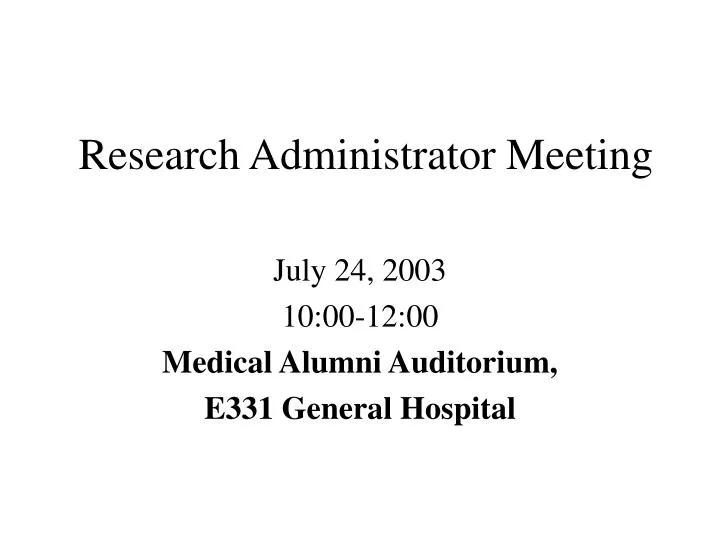 research administrator meeting