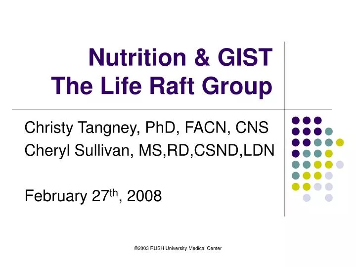 nutrition gist the life raft group