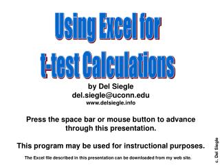 Using Excel for t-test Calculations
