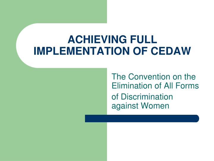 achieving full implementation of cedaw