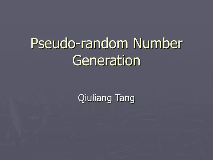 pseudo random number generation