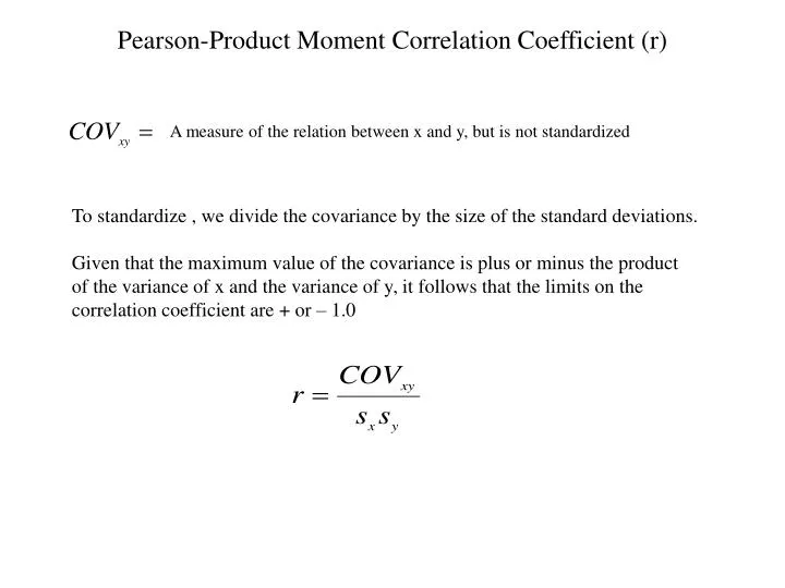 pearson product moment correlation coefficient r