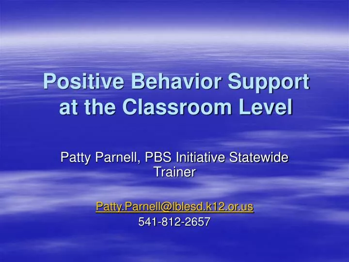 positive behavior support at the classroom level