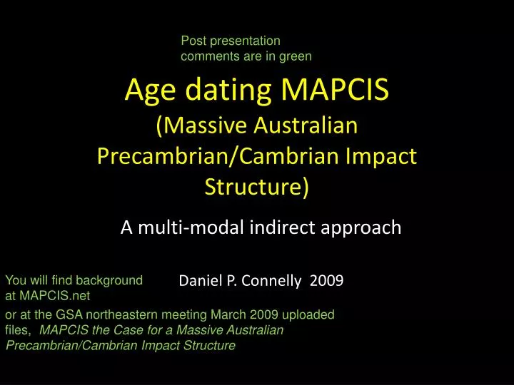 age dating mapcis massive australian precambrian cambrian impact structure