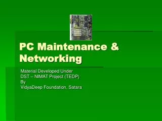 PC Maintenance &amp; Networking