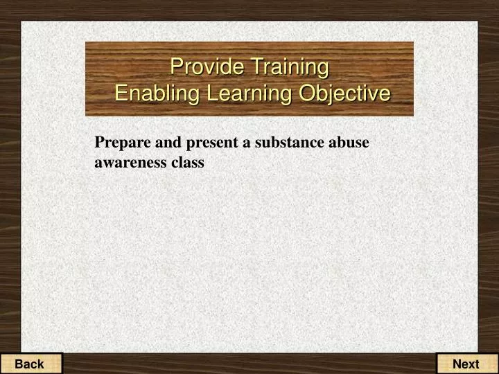 provide training enabling learning objective