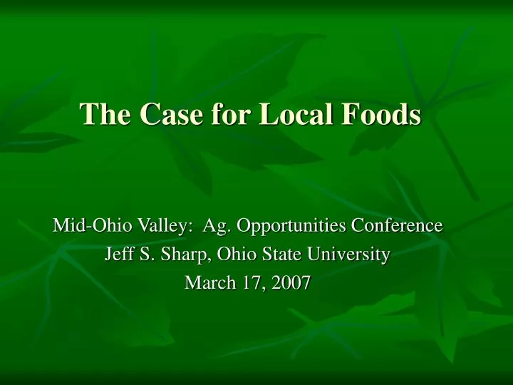 the case for local foods