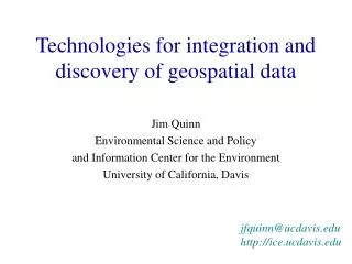 Technologies for integration and discovery of geospatial data