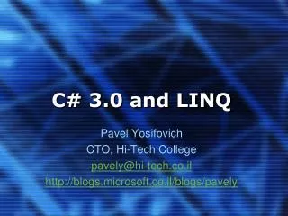 C# 3.0 and LINQ
