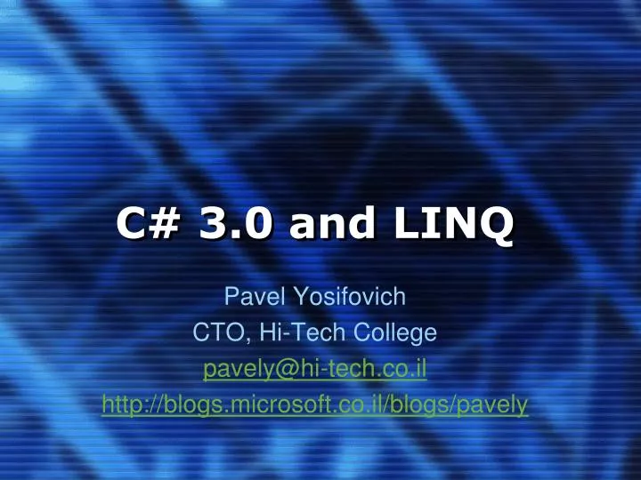 c 3 0 and linq