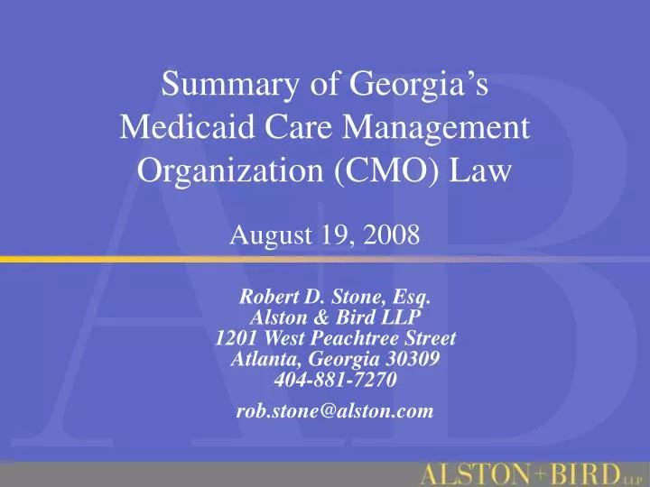 summary of georgia s medicaid care management organization cmo law august 19 2008